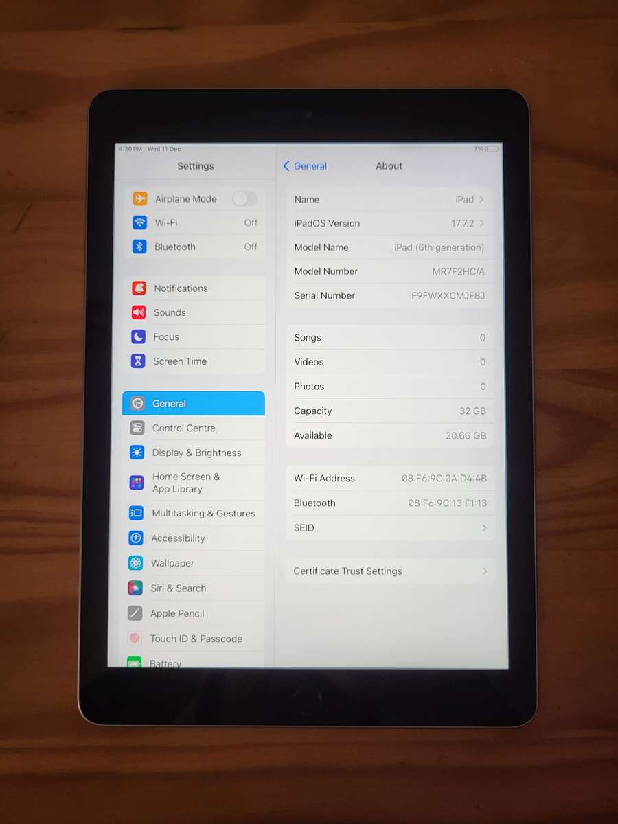 EXCELLENT iPad 6th Gen 2018 | WiFi | Space Grey