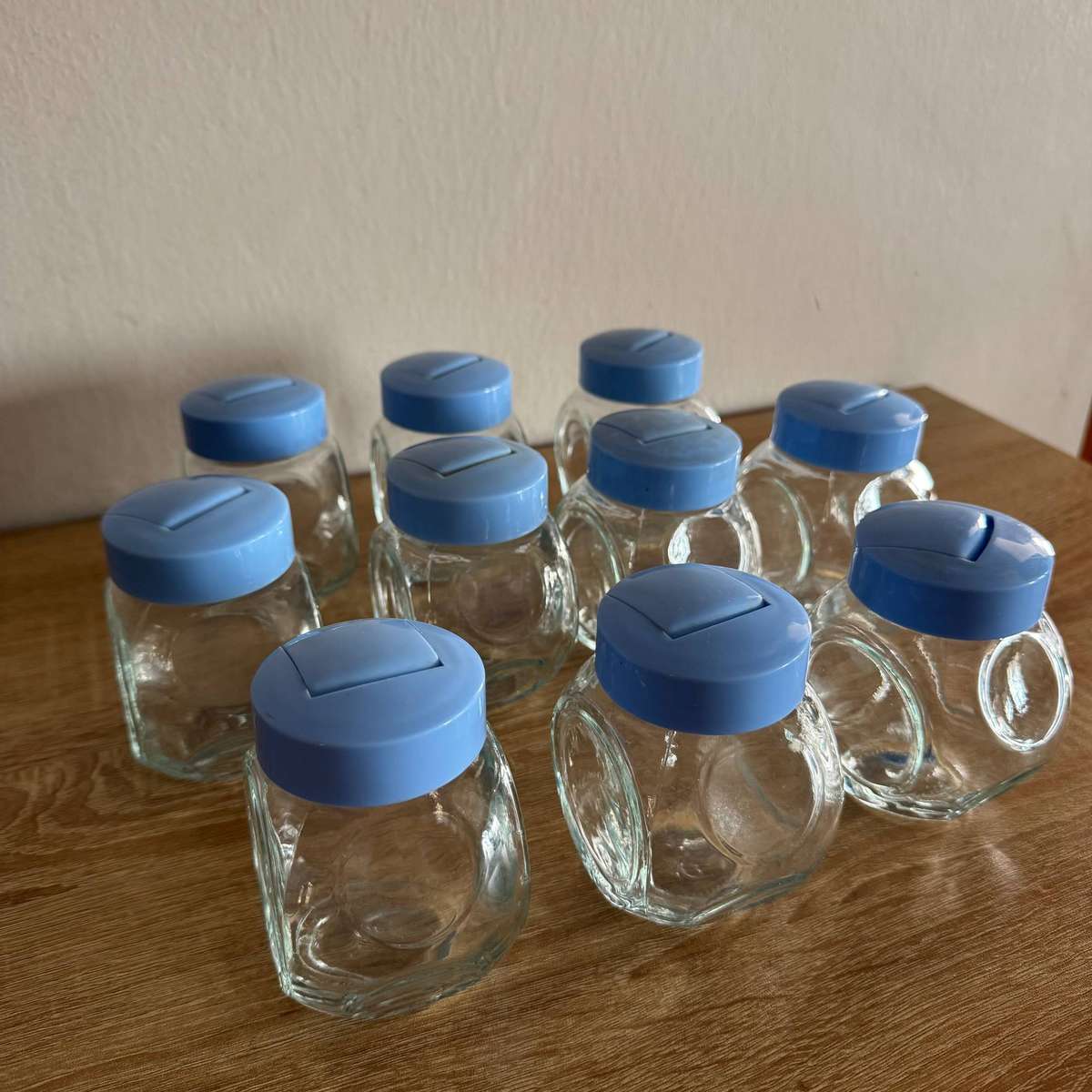 Set of 10 Glass Spice Jars