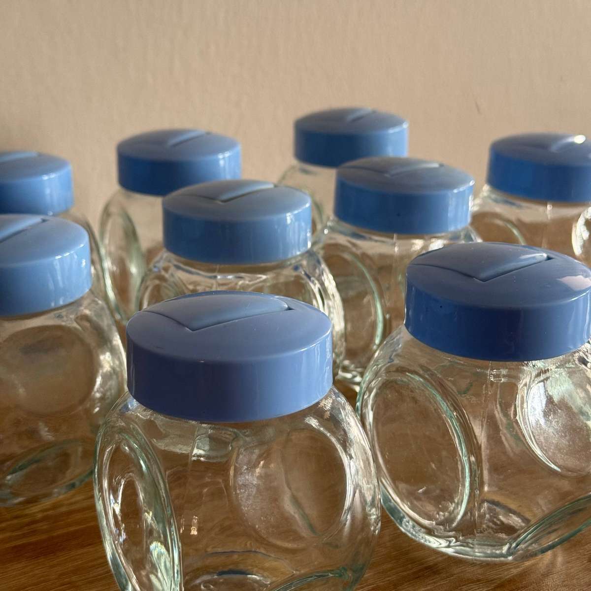 Set of 10 Glass Spice Jars