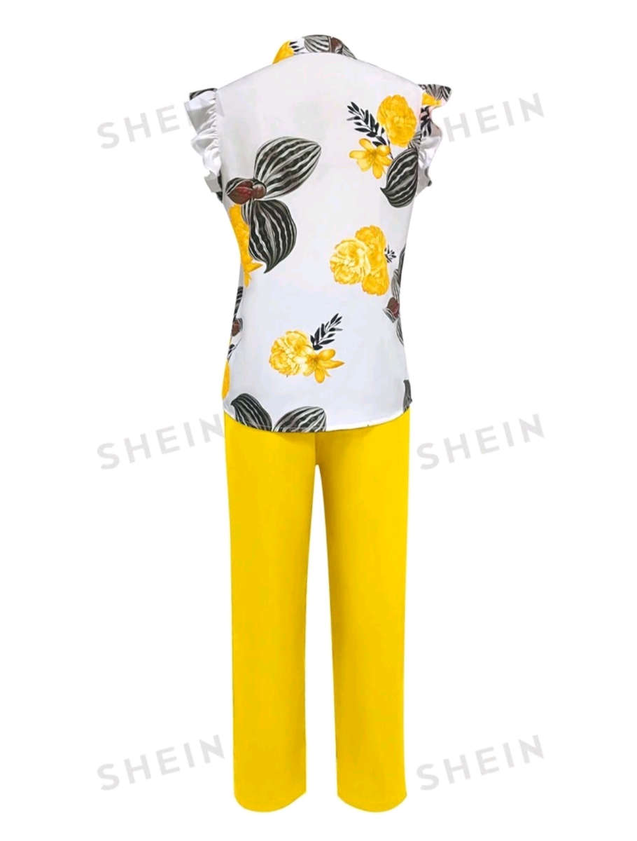 Floral Print Cap Sleeve Blouse | Shein