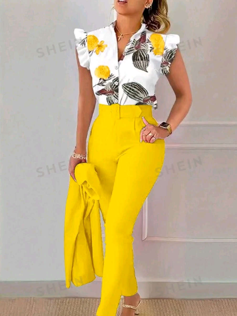 Floral Print Cap Sleeve Blouse | Shein