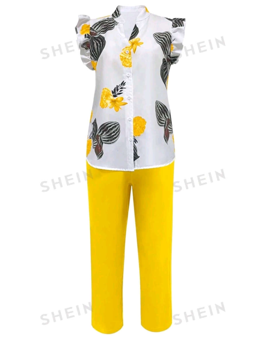 Floral Print Cap Sleeve Blouse | Shein