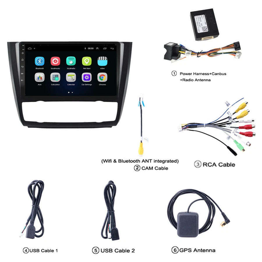 9" Android 10.1 Stereo Radio GPS Player 2+32G For BMW 1-Series Auto AC 2004-2011