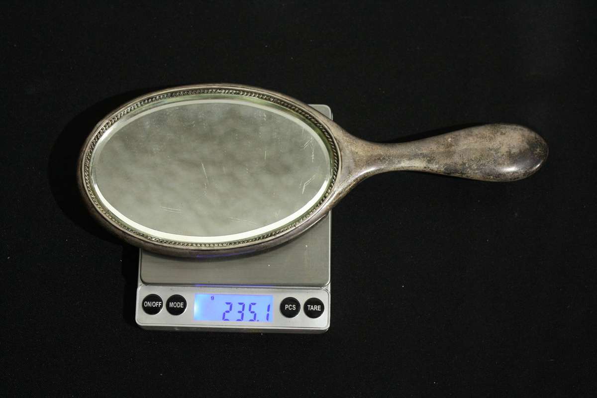 Vintage .925 sterling silver handheld mirror 235g