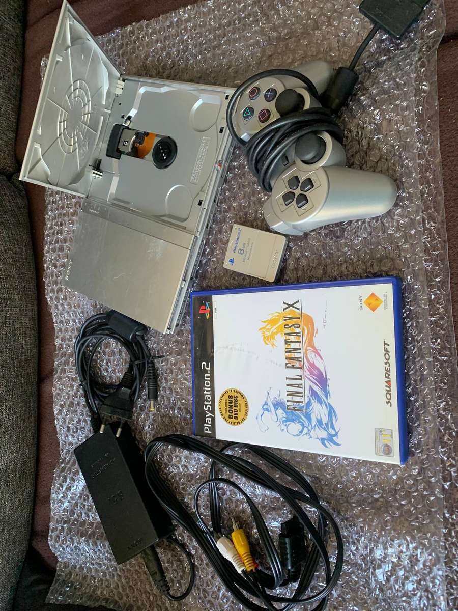Premium PS2 Slim Satin Silver Console Bundle + Final Fantasy (SCPH-75004) - Tested 100%