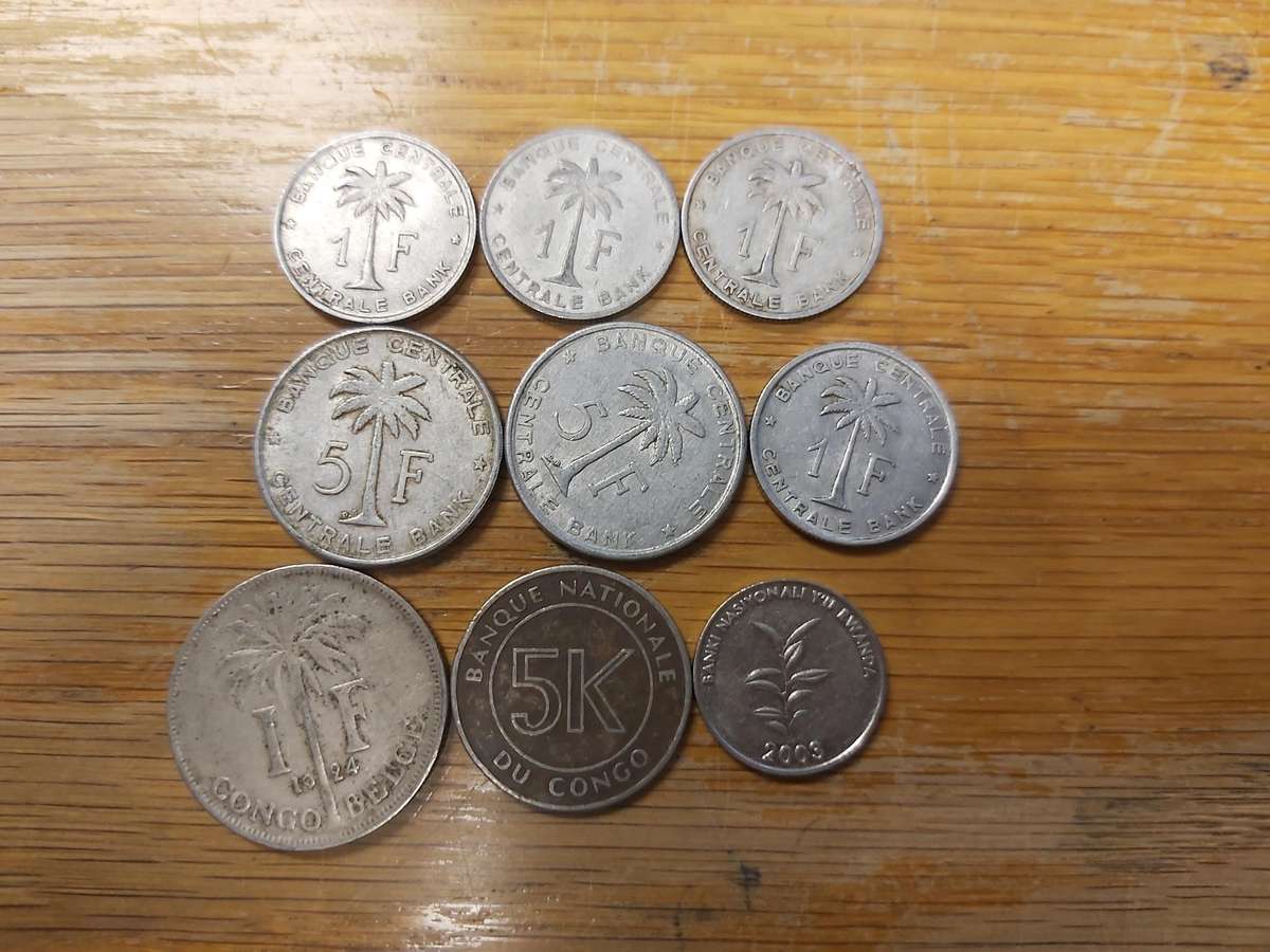 9 X BELGIE CONGO COINS