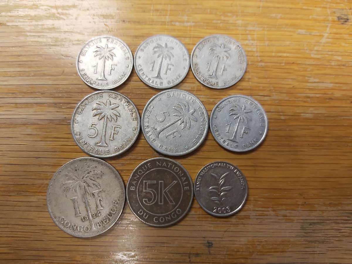 9 X BELGIE CONGO COINS
