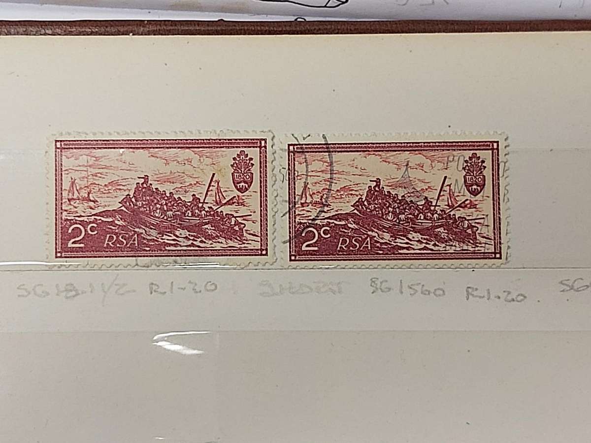 1971 2C LANDING OF BRITISH SETTLERS. LINE THROUGH STAMPS ON TOP LEFT CORNER
