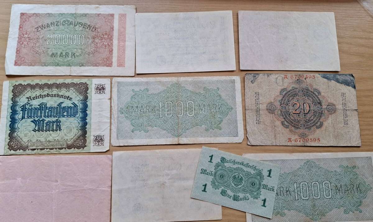 DEUTSCHES REICH, 10 banknotes, mainly Weimar Republic .