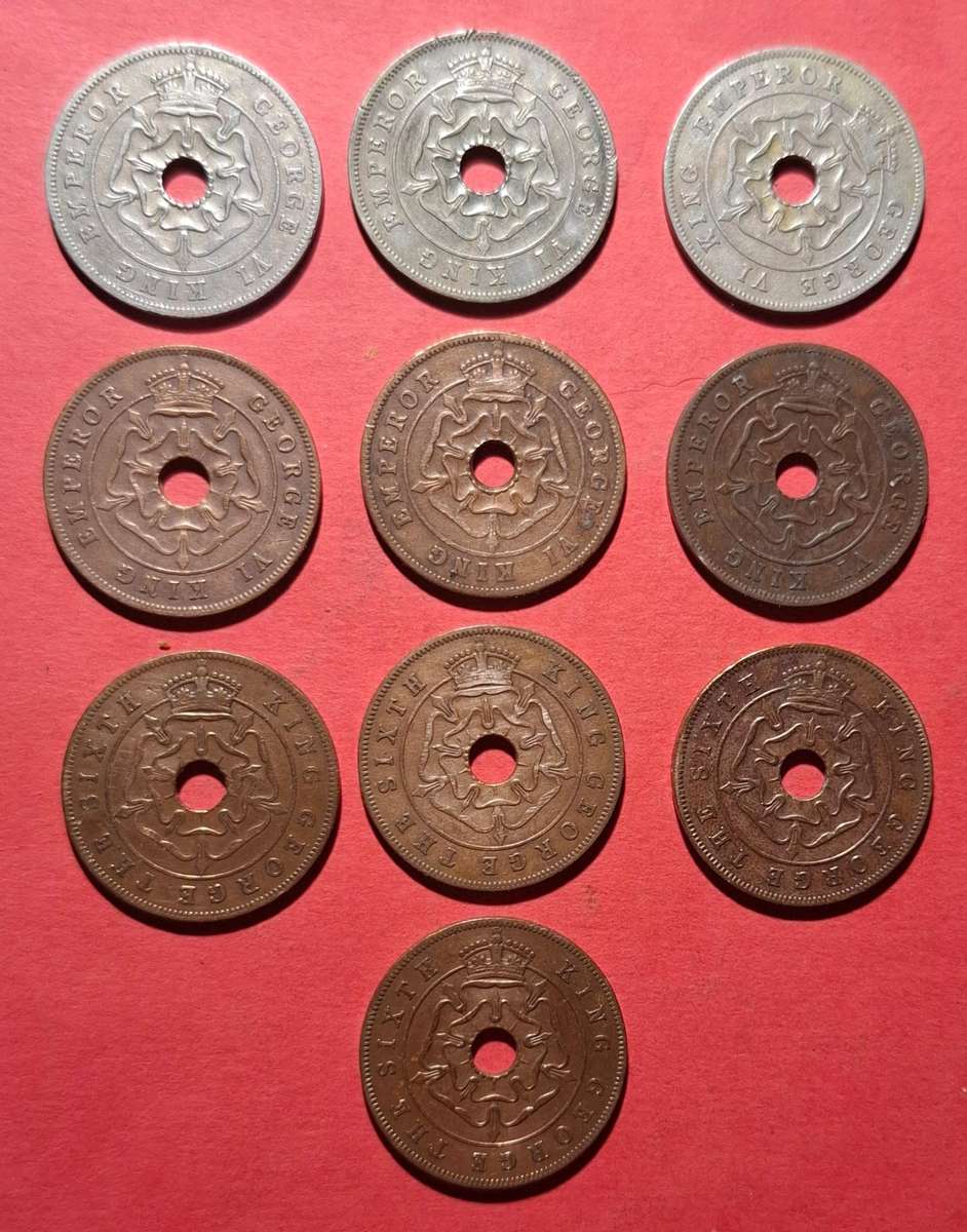 SOUTHERN RHODESIA One Penny 1940 - 1952 - no doubles, 10 coins in total!