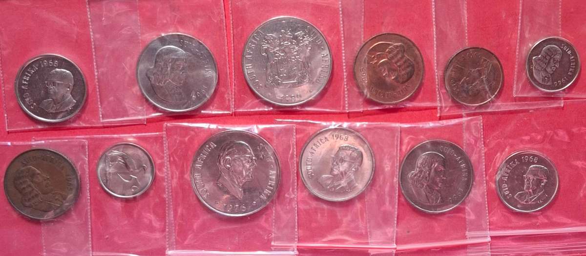 SOUTH AFRICA (Republic) UNC Cent collection 1965-1989 - 12 coins in total!