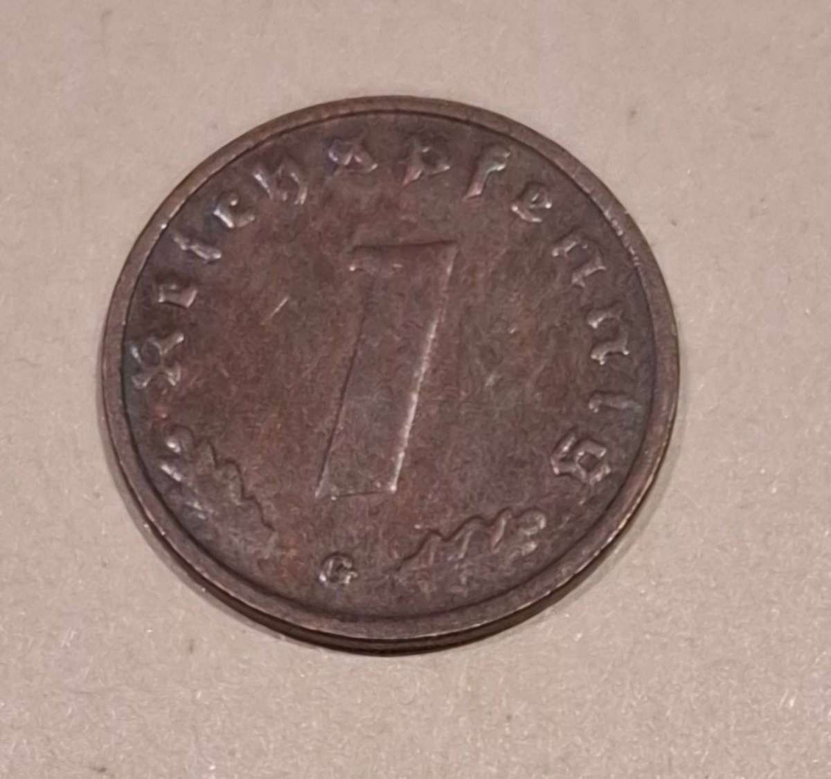 DEUTSCHES REICH 1 Reichspfennig 1938 G (Karlsruhe, Germany) - superb collectible condition!