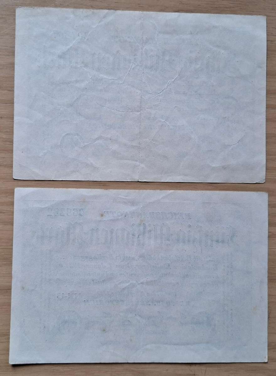DEUTSCHES REICH Two 50 Millionen Mark 1923 banknotes - Germany - different watermarks
