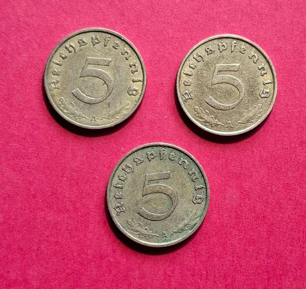 DEUTSCHES REICH 5 Reichspfennig 1937 A, 1938 A, 1939 A (Germany)