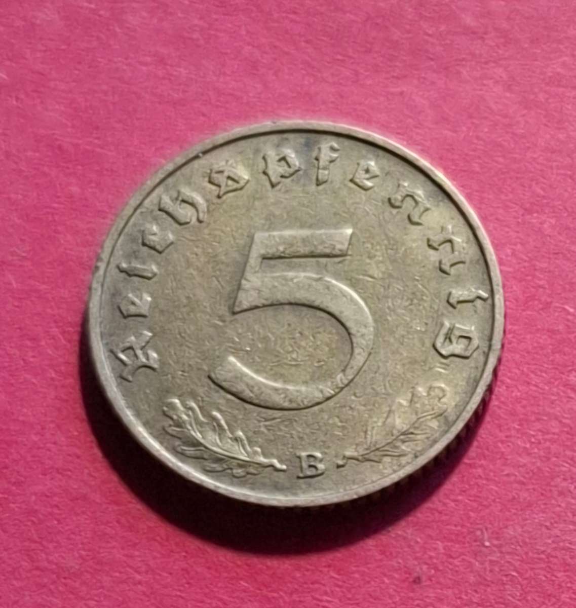 DEUTSCHES REICH 5 Reichspfennig 1939 B (Germany) - collectible condition!