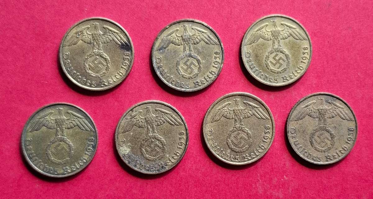 DEUTSCHES REICH 5 Reichspfennig 1938 A B D E F G J ***complete set***  (Germany)