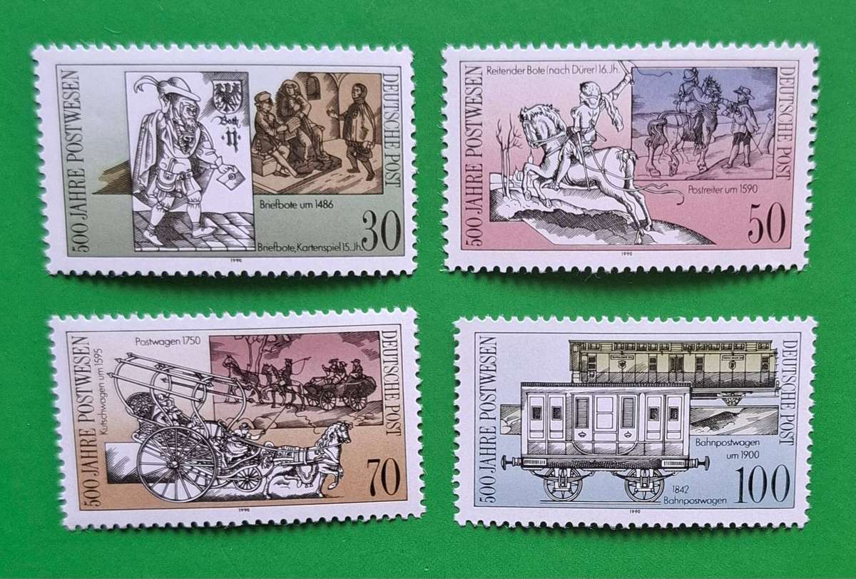 GERMANY, DDR 1990,  500 Years Postal Service, mint (**) - NB instead of "DDR" now DEUTSCHE POST