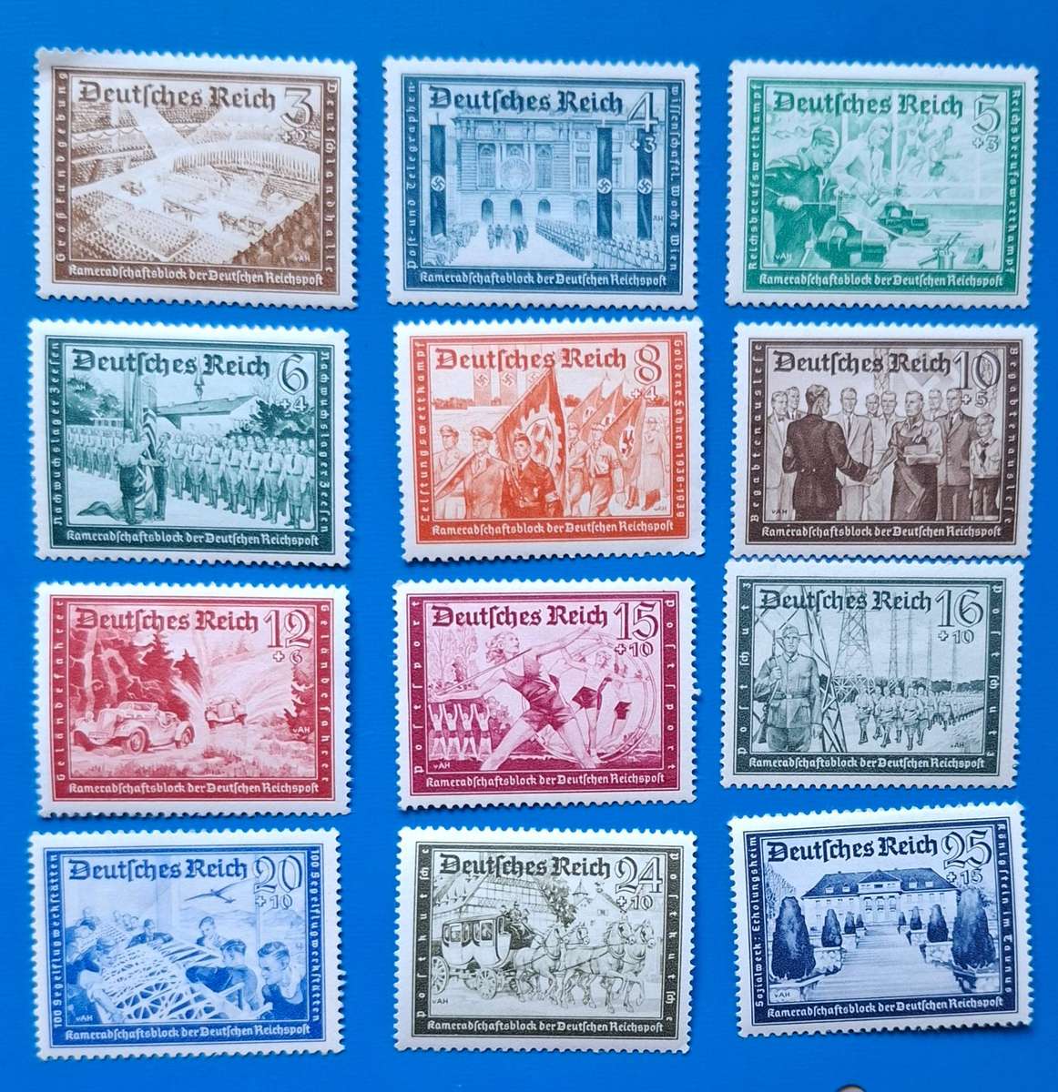 DEUTSCHES REICH, 1939, Kameradschaftsblock, complete set, Mi 702-713, (*)