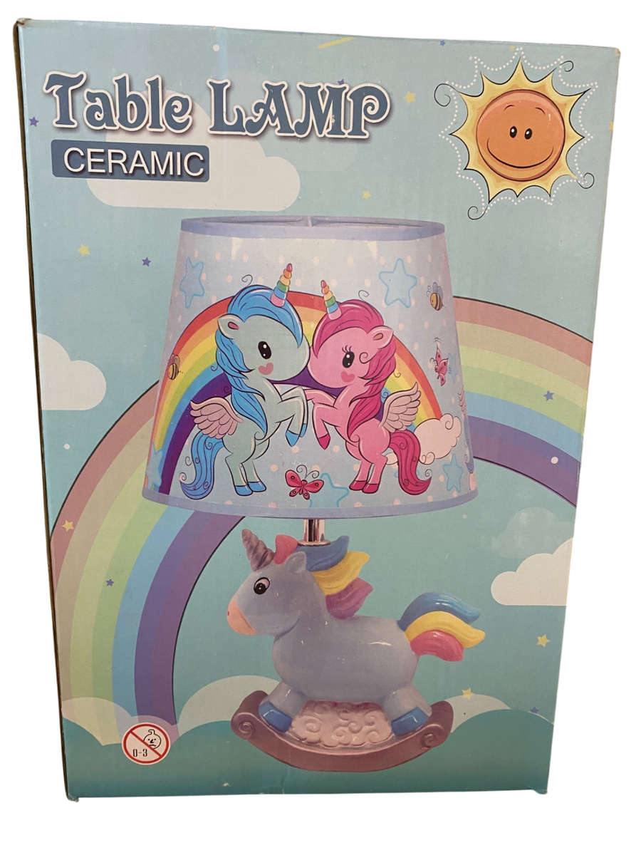 BABY NURSERY UNICORN BEDSIDE LAMP WITH LAMPSHADE