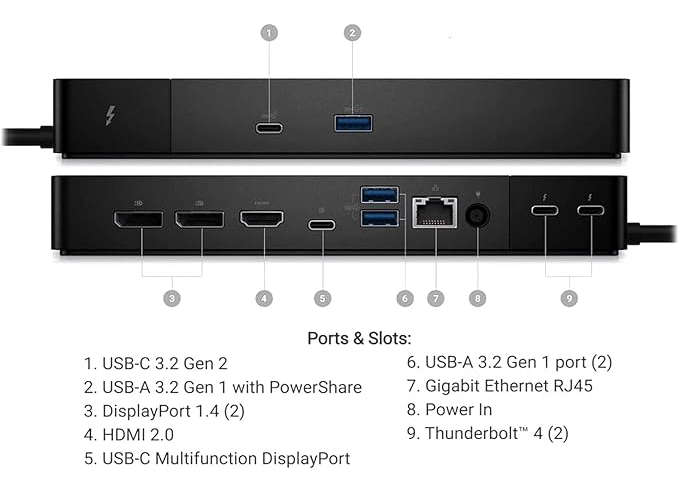 Dell WD22TB4 Thunderbolt Docking Station with 180W AC Adapter *New Open Box with Warranty*
