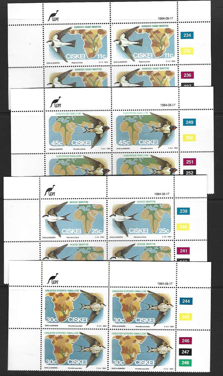 Ciskei - SACC 61-64 - Migratory Birds - Set of **mint controls
