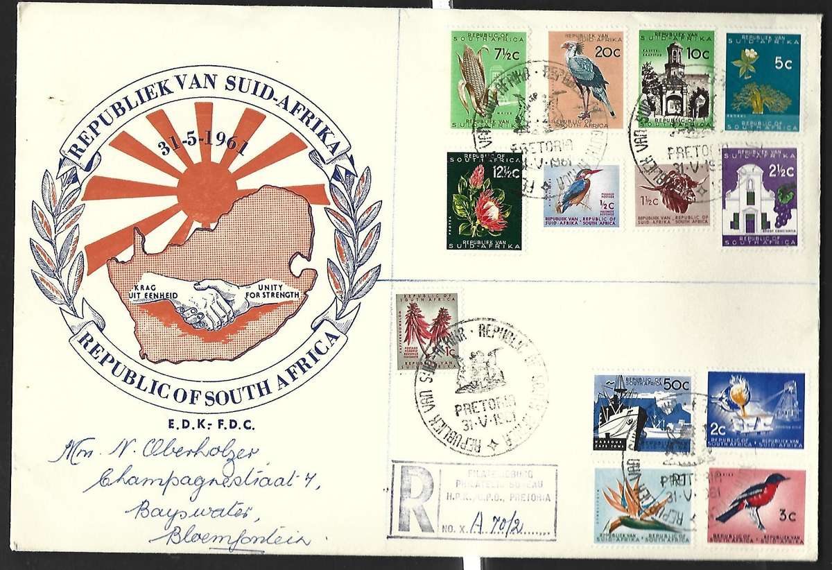 RSA -FDC- 1961 Definitive issue - Full set on FDC