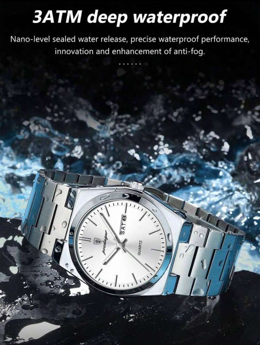 Poedagar 930 Mens Quartz Watch Silver & Silver