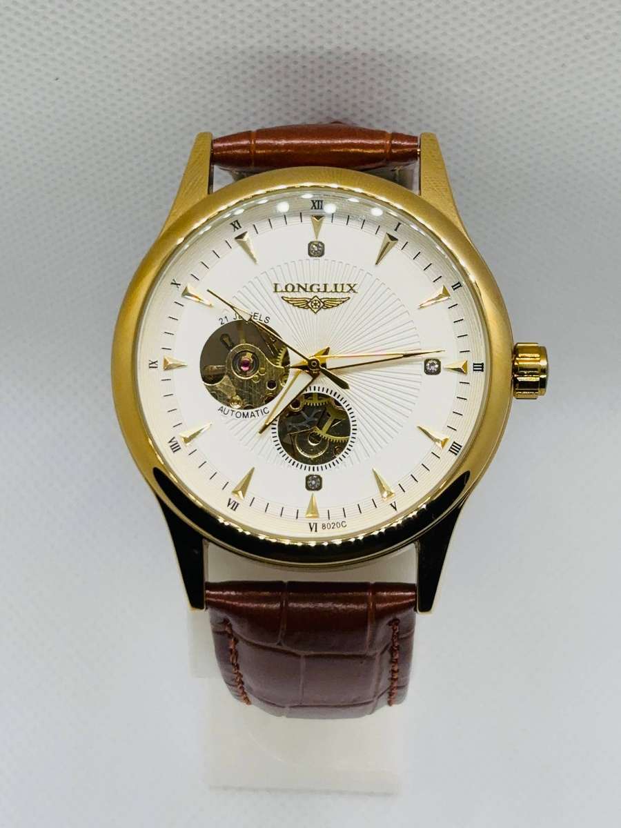 Longlux 8020G Executive Skeleton Automatic  Gold & Mahogany SA Local stock ready to ship