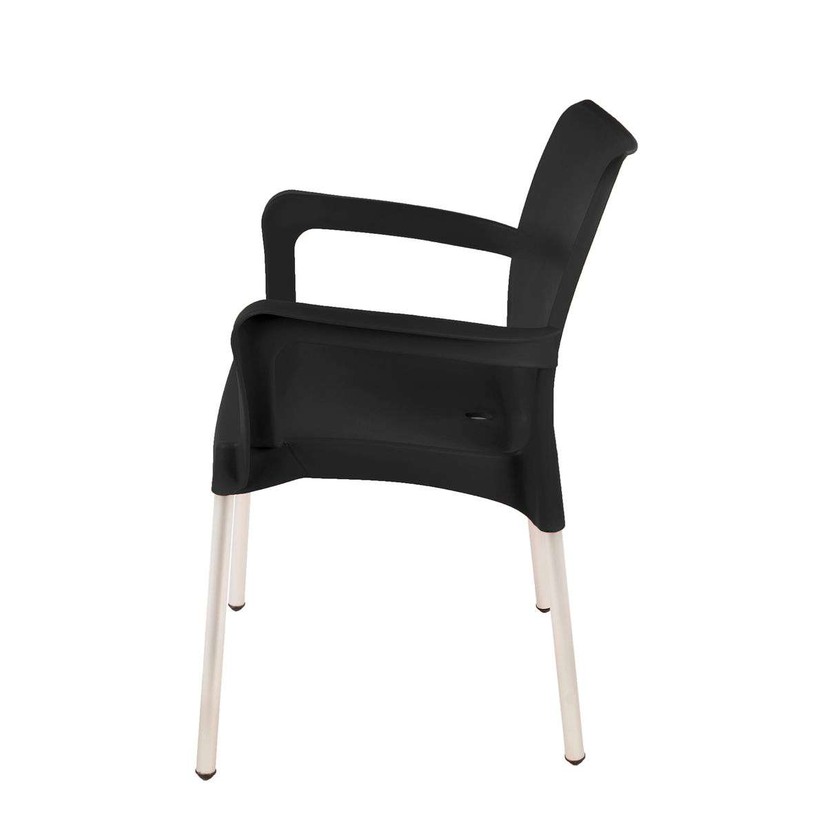 Set of 6 Heavy Duty Black Bistro Chairs with Armrests