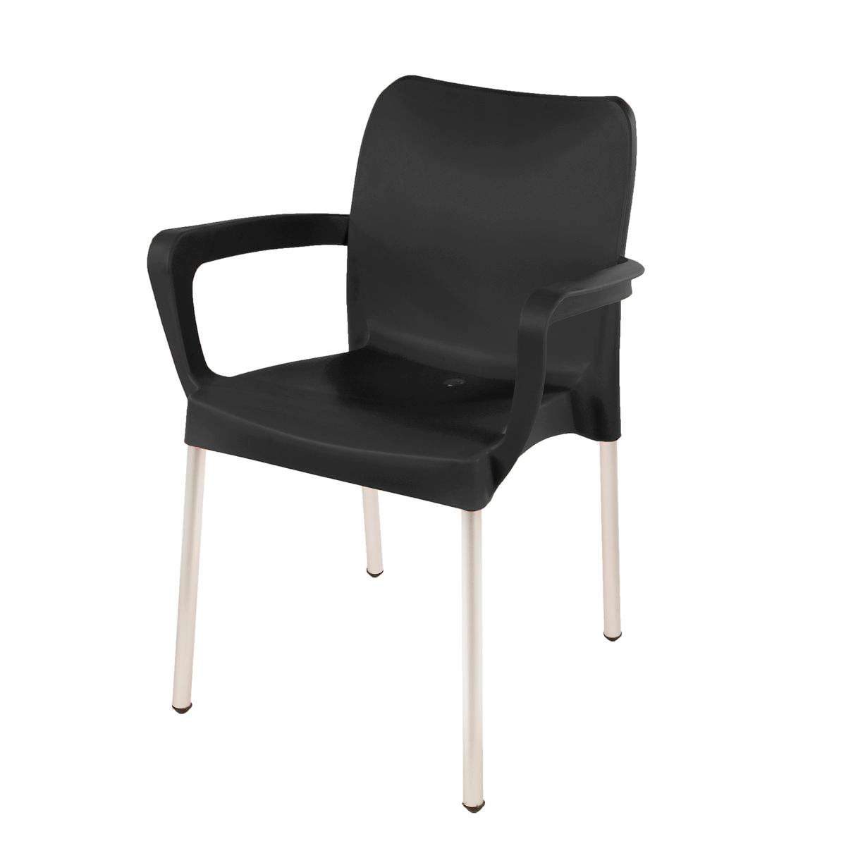 Set of 6 Heavy Duty Black Bistro Chairs with Armrests