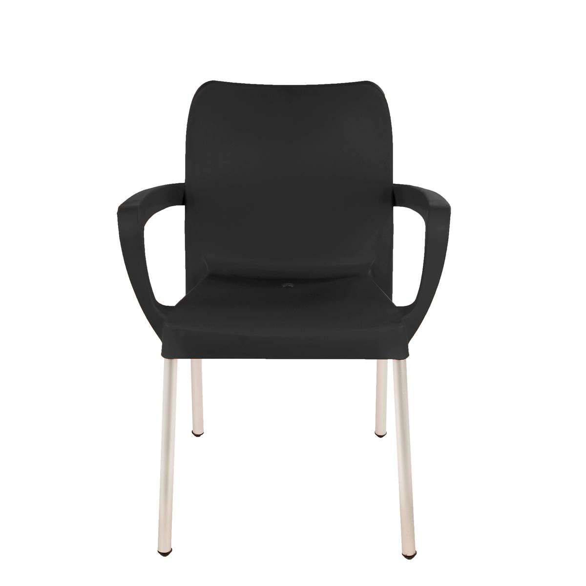 Set of 6 Heavy Duty Black Bistro Chairs with Armrests