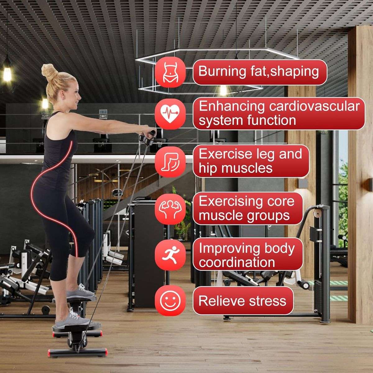 Stair Steppers for Exercise Mini Stepper Exercise Machine With Ropes