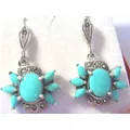 925  Sterling Silver  Turquoise and Marcasite Earrings.