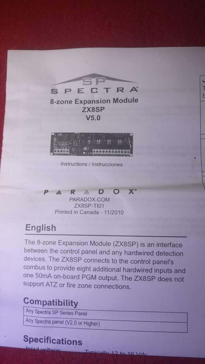 Paradox Spectra ZX8SP  8-Zone Expansion Module