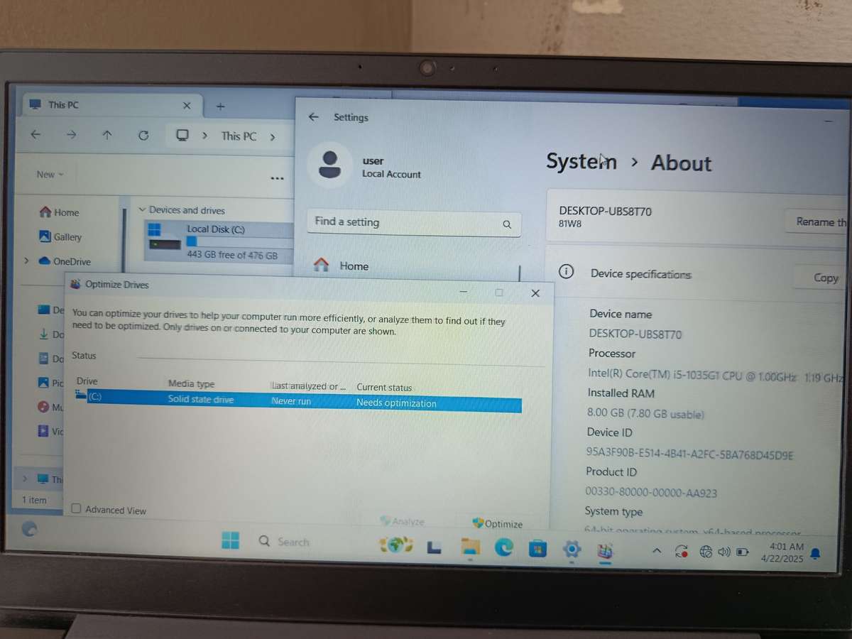 Lenovo Core i5-10th Gen 8gb Ram 512 Solid State Drive