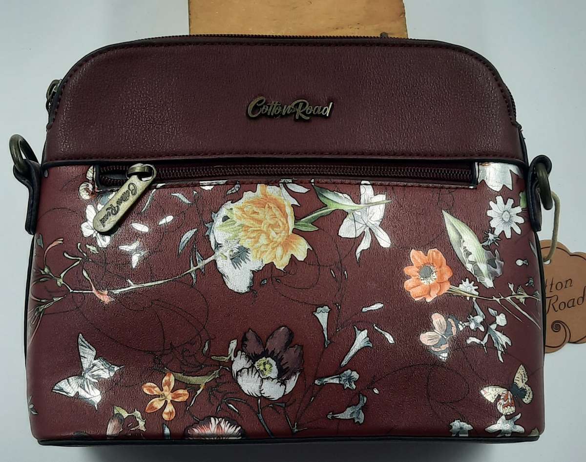 COTTON ROAD SHOULDER SLING BAG!! RED WITH FLOWER DESIGN!!@@ A GREAT BAG@@