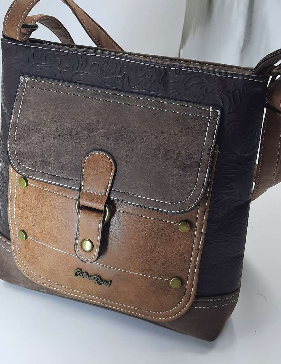 SUPER STYLISH,TRENDY COTTON ROAD SLING BAG IN BROWNS@@ VERY NICE##