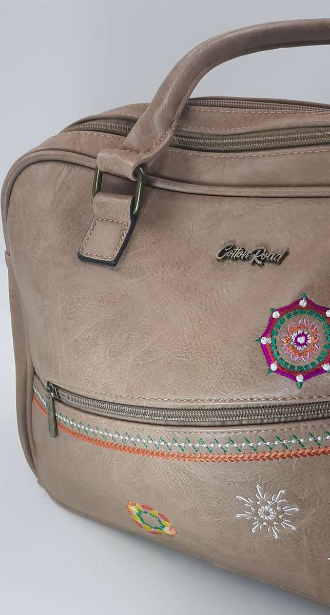 Large Cotton Road Ladies Bag in Beige - Premium Quality