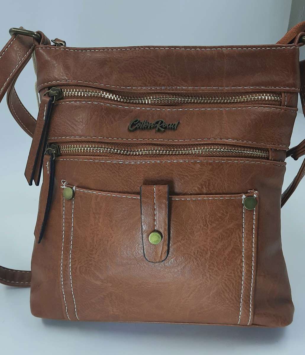 ##COTTON ROAD SLING BAG## SUPER NICE BAG##BROWN/ORANGE