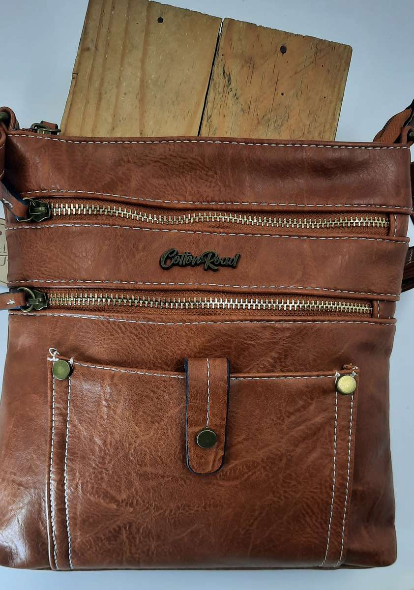 ##COTTON ROAD SLING BAG## SUPER NICE BAG##BROWN/ORANGE