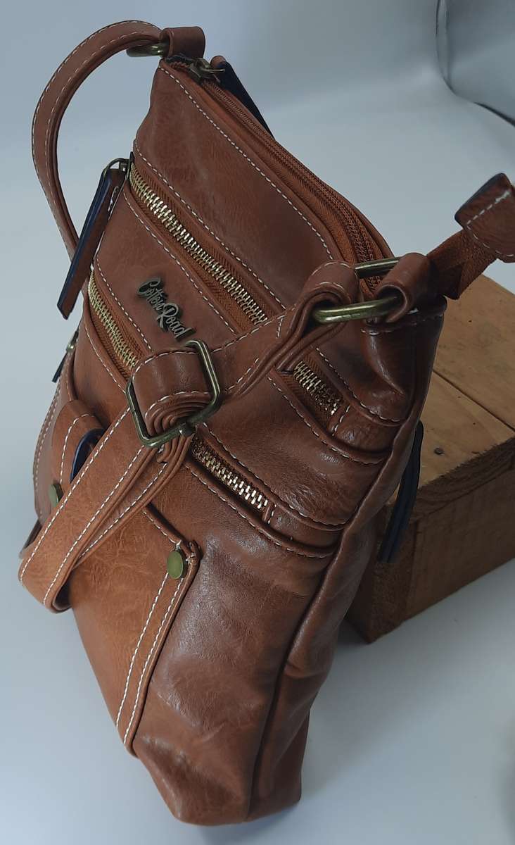 ##COTTON ROAD SLING BAG## SUPER NICE BAG##BROWN/ORANGE