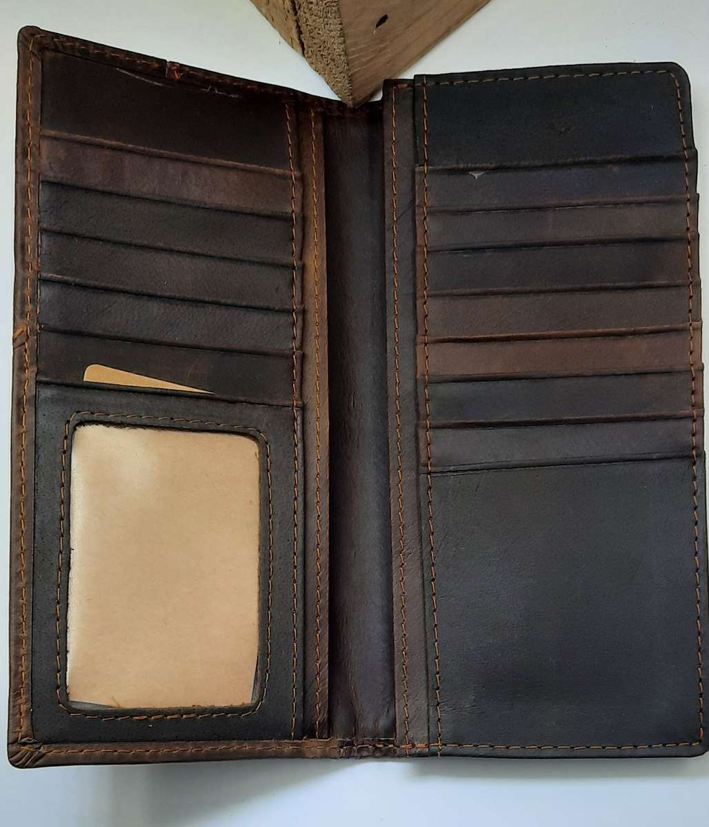 Men's Genuine Leather Cowhide LONG Wallet!Dark brown! VERY NICE PRODUCT!