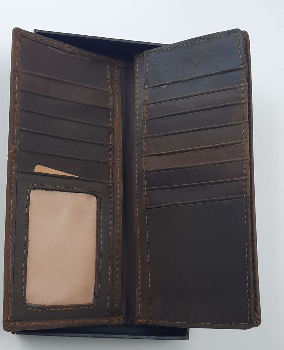 Men's Genuine Leather Cowhide LONG Wallet!Dark brown! VERY NICE PRODUCT!