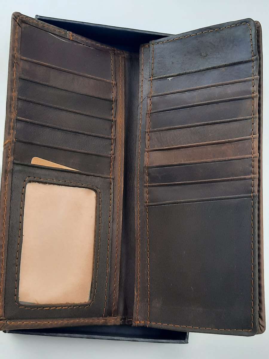 Men's Genuine Leather Cowhide LONG Wallet!Dark brown! VERY NICE PRODUCT!