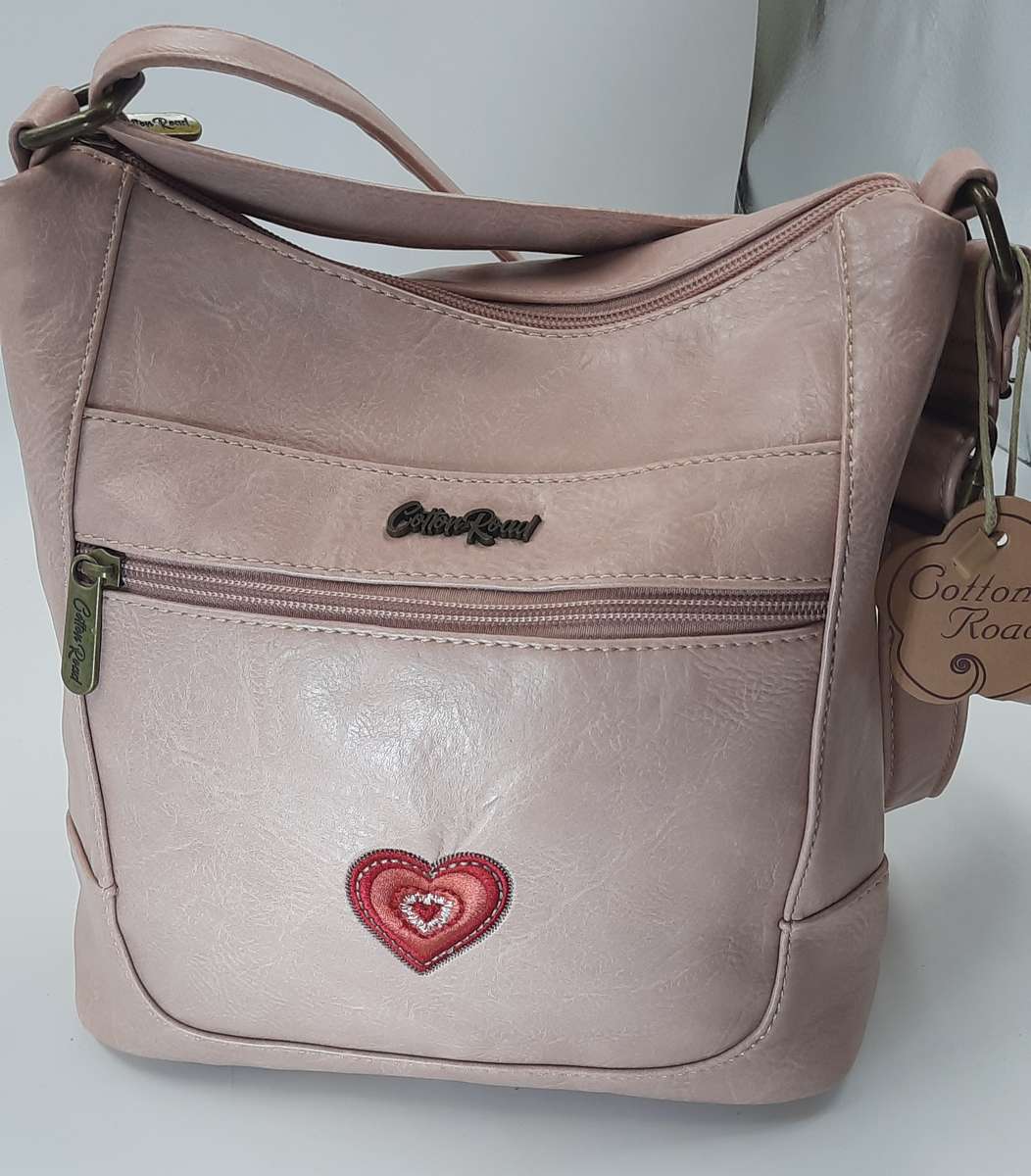 Cotton Road shoulder sling in PINK with heart design! Stunning and sophisticated!