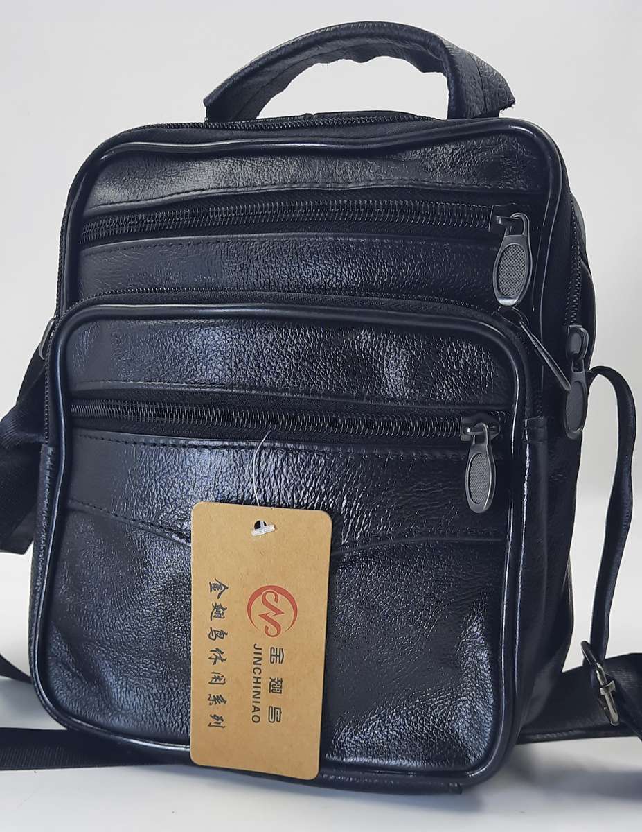 Genuine Cowhide Leather Men's/Ladies Unisex Crossbody Shoulder Bag with Adjustable Strap.