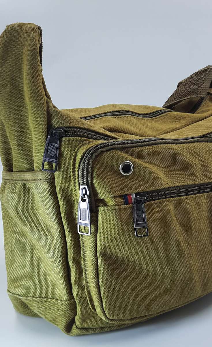 Retro Canvas Sling Bag for men or women(Unisex)Khaki colour!
