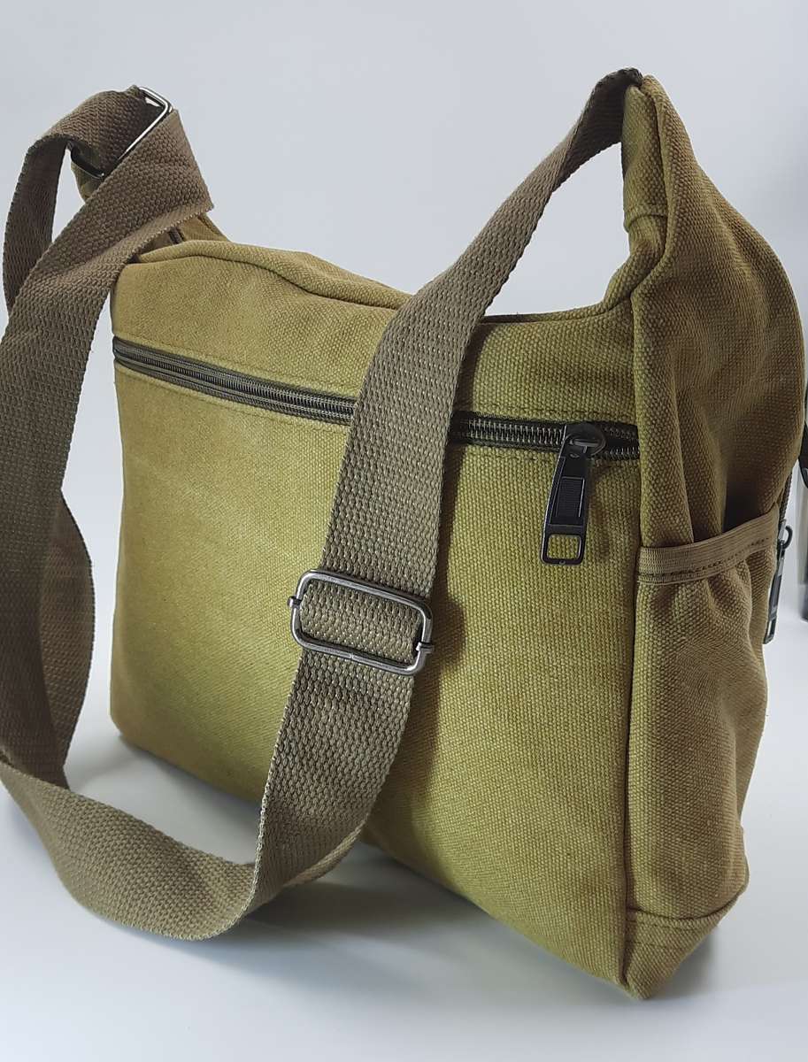 Retro Canvas Sling Bag for men or women(Unisex)Khaki colour!