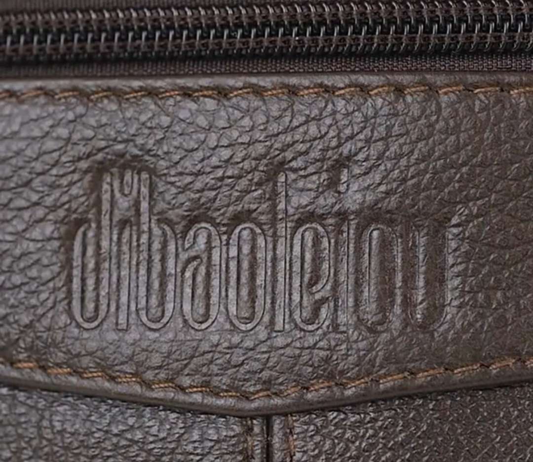 Genuine Leather Cowhide Shoulder Sling Bag - Dark Brown