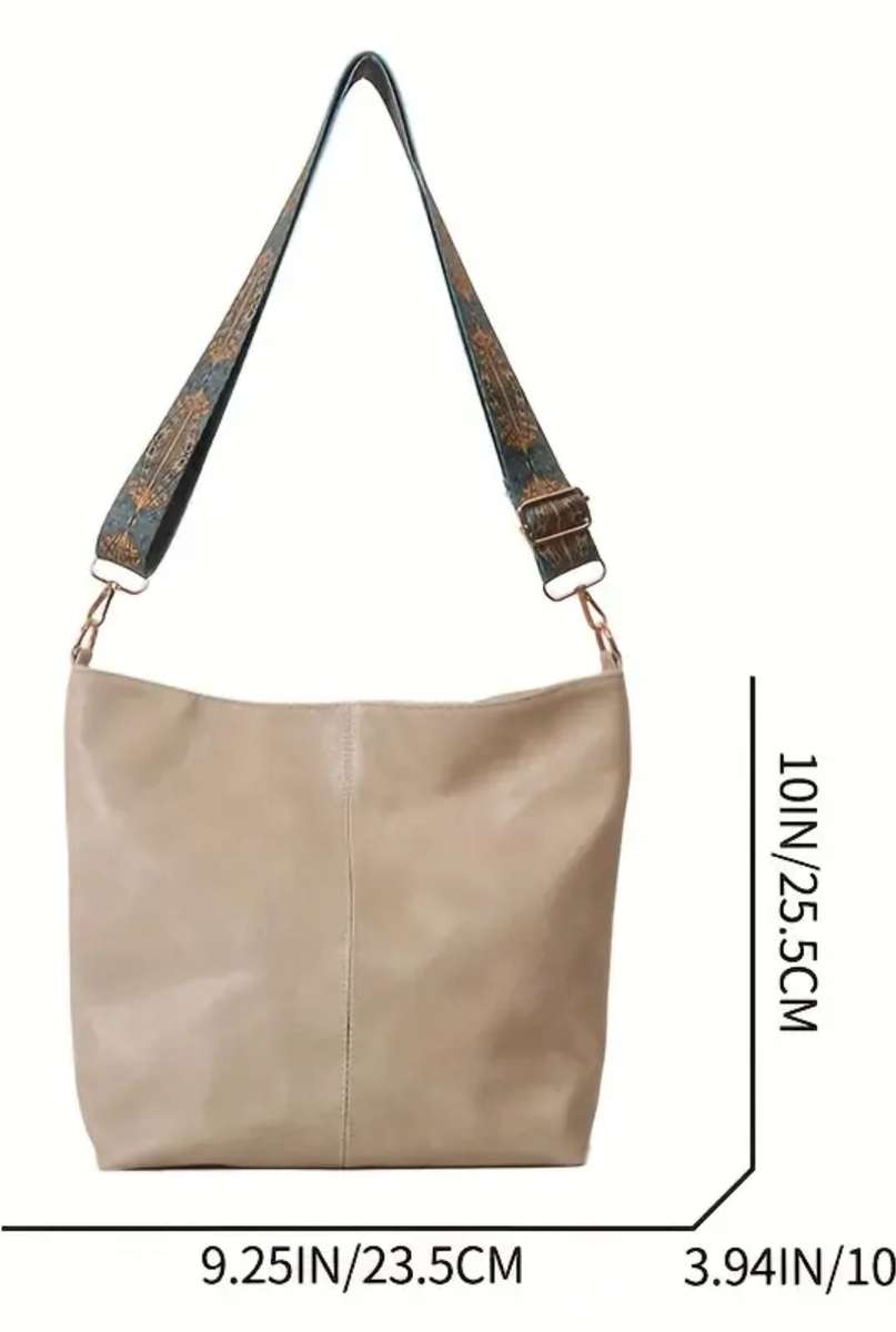 Minimalist Retro Tote Bag - Spacious Shoulder Bag - Brown